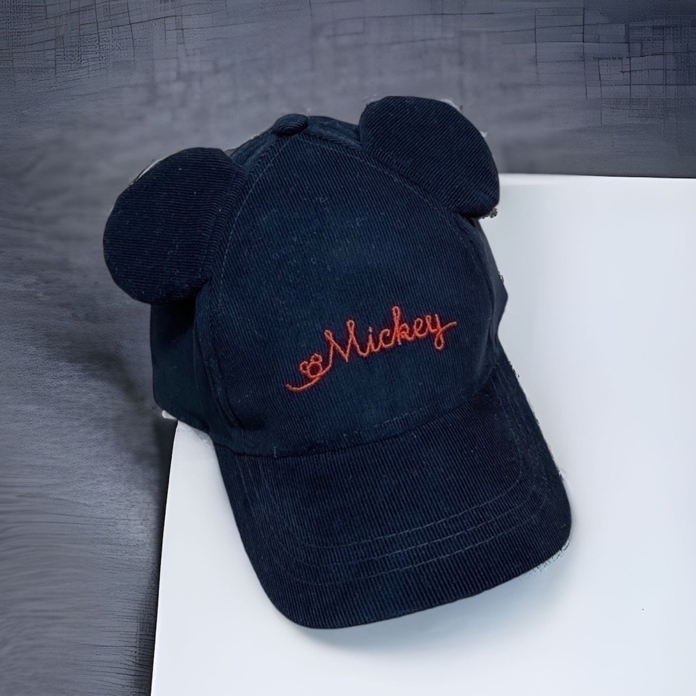 Mickey Mouse Corduroy Ear Hat NWT Disney Black Kids Toddler World Land Park